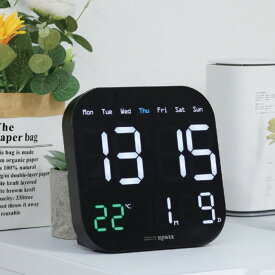置き時計 LED デジタル時計 カレンダー機能付き 熱中症アラート機能付き 置き掛け兼用 SLOWER ティエラ （ 温度計 カレンダー USB LED時計 置き 掛け 輝度調節 卓上時計 日付 曜日 温度 コンパクト おしゃれ スヌーズ アラーム ）【39ショップ】