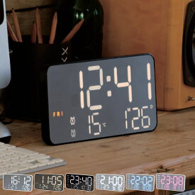 置き時計 LED シエロ デジタル時計 温度計付き 置き掛け兼用 SLOWER （ 温度計 カレンダー USB LED時計 置き 掛け アラーム スヌーズ カウントダウン 輝度調整 曜日表示 おしゃれ ）【39ショップ】