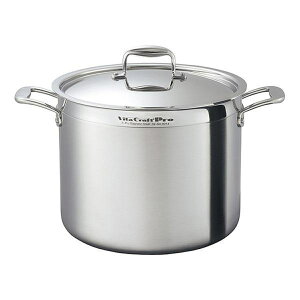 Vita Craft 寸胴鍋 13.6L IH対応 ビタクラフトプロ No.0214 業務用 両手鍋 ( ビタクラフト ガス火対応 両手なべ 深型鍋 厨房用品 厨房器具 VitaCraft Pro 鍋 蓋付き 無水調理 無油調理 28cm なべ 余熱調理