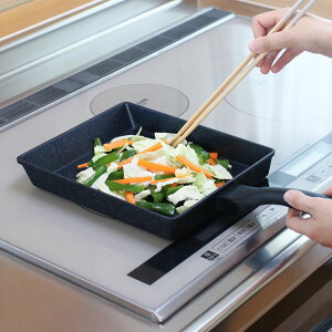 四角いフライパン 20×24cm IH対応 ランチーニ 底広 角型 ( ガス火対応 玉子焼き器 卵焼き器 四角 スクエアパン アルミ製 角型フライパン ネオマーブル ふっ素樹脂加工 玉子焼きフライパン エ