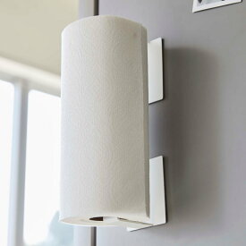 山崎実業 plate マグネット挟み込み式キッチンペーパーホルダー プレート ホワイト （ 4903208052252 送料無料 冷蔵庫収納 ペーパーホルダー キッチンペーパー 収納 タオルハンガー 大判サイズ対応 磁石 ）【39ショップ】