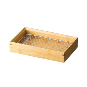 竹・天ぷら盛皿 クリアー ステンレス目皿付 長角 ( 天ぷら 皿 盛皿 日本製 網付き皿 揚げ物皿 長方形 とんかつ 揚げ物 懐石 和食器 おもてなし 来客 料亭 割烹 和食 おしゃれ )【39ショップ