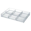 小物ケース クリア L 6分割 卓上収納 小物入れ 文房具 収納 （ アクセサリー パーツ ビーズ アクセサリーケース 仕切り 積み重ね コスメ ステーショナリー ケース トレー トレイ 小物収納 仕切り付き 日本製 ハンドメイド 文具 ）【39ショップ】