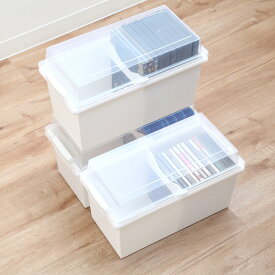 収納ボックス 積み重ねても中身が見える 幅36×奥行18×高さ21cm 12個セット （ 収納 ボックス ケース プラスチック フタ付き ブルーレイ ふた 蓋 付き 日本製 ）【39ショップ】