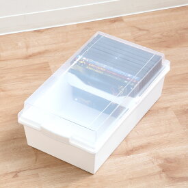収納ボックス 積み重ねても中身が見える 幅39×奥行23×高さ15cm クリア （ 収納 ボックス ケース プラスチック フタ付き 文庫本 新書判 ブルーレイ ふた 蓋 付き 日本製 ）【39ショップ】
