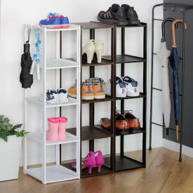 シューズラック スリム 5段 幅23.8x奥28.5x高93cm （ 玄関収納 靴箱 省スペース くつ 靴 ブーツ 小物 収納 シューズ ラック 日本製 玄関 下駄箱 スリッパラック シューズボックス 靴入れ オープン収納 フック付き シンプル ）【39ショップ】