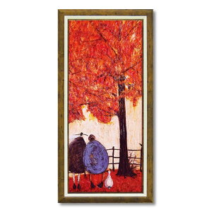 アートパネル サムトフト 『オータム』 46.5×94.5cm ( 絵画 絵 アート インテリア 額 額入り 壁掛け 犬 動物 紅葉 秋 縦 ポスター アートフレーム アートポスター ウォールアート パネル 額付き