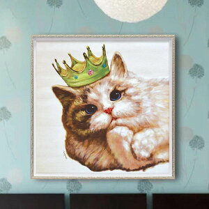 アートパネル オイルペイントアート 『キング キャット』 63×63cm ( 絵画 絵 アート インテリア 額 額入り 壁掛け ネコ 猫 ポスター アートフレーム アートポスター ウォールアート パネル 額