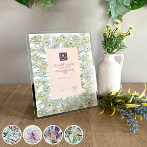 フォトフレーム FGデザイン L判 手描き調 ガラス ( フォトスタンド 写真立て 写真たて 写真入れ フォト フレーム スタンド 縦横 水彩画 フラワー l判 写真フレーム アートフレーム 卓上 おし