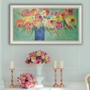 アートパネル ジャーゲン ゴッツクラグ 『シング ソング フラワーズ』 87.5×47.5cm ( 絵画 絵 アート インテリア 額入り 壁掛け おしゃれ ゲル加工 花 横長 ポスター アートフレーム アートポ