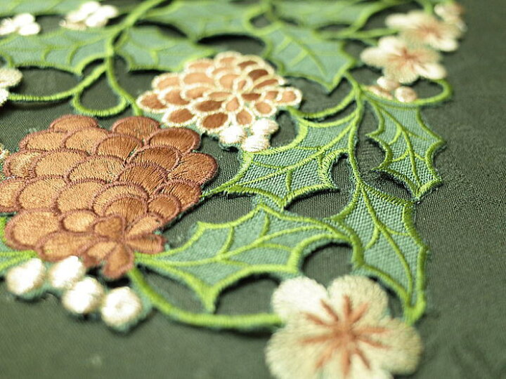 楽天市場 ドイリー 花瓶敷き 約25 25cmクリスマス 松ぼっくりの刺繍 インテリア インテリアポピー