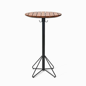 ガーデンテーブル ハイテーブル アウトドアテーブル テラステーブル 丸テーブルラウンドテーブル ハイタイプ 60丸 60Φ チーク無垢材 スチール