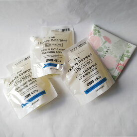 THE 洗濯洗剤 Think Nature 詰替用×3 セット 450g 3個 ふきんおまけ付 エコ洗剤 ラベンダー 環境 エコ 日本製 お風呂 洗面所 トイレ 水まわり 掃除 地球環境にやさしい 柔軟剤不要 敏感肌 赤ちゃん