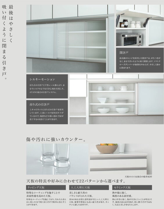 楽天市場】綾野製作所 JWシリーズ 食器棚 キッチンボード 上置 板扉 