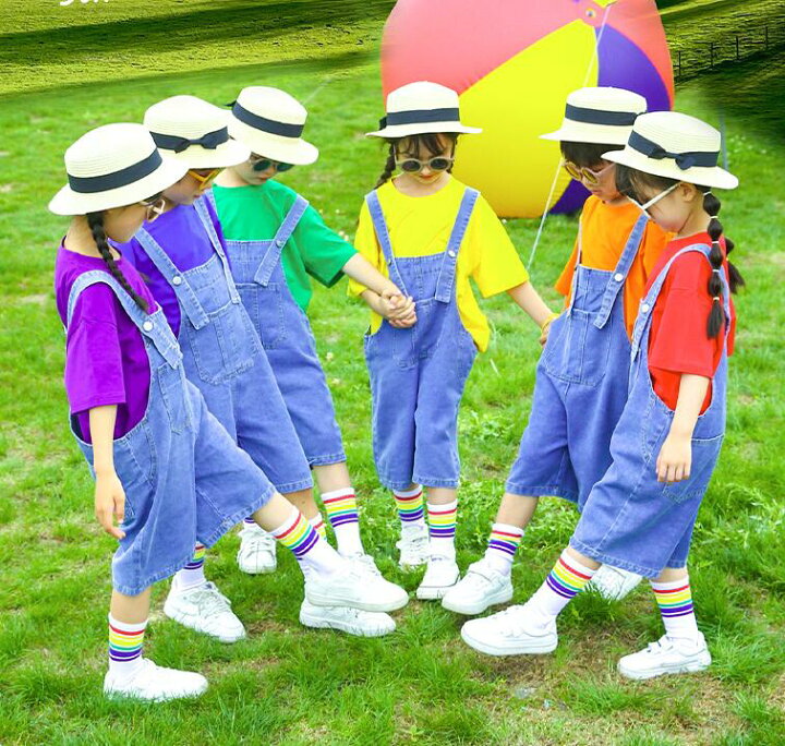 楽天市場】デニムサロペット 子供ロング丈パンツ ダンス衣装 半袖T 