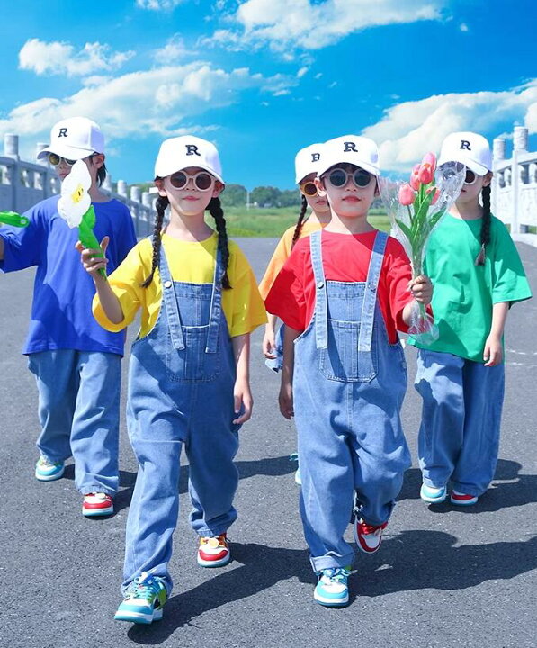楽天市場】キッズデニムサロペット 子供パンツ ダンス衣装 半袖Tシャツ 