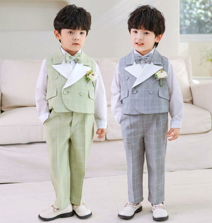楽天市場】子供ベストスーツセット チェック柄 紳士服 キッズ 