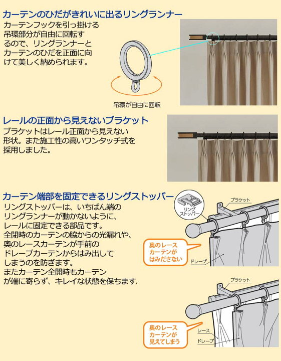 楽天市場】タチカワの装飾カーテンレール ガレア+ファンティアフィル 