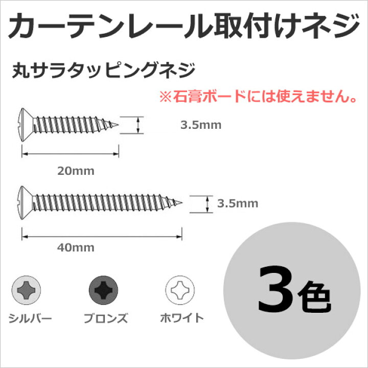 楽天市場】カーテンレールの取り付けネジ 丸サラタッピングネジ 