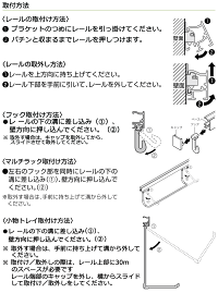 ◆ピクチャーレール|ピクチャーレールW-2工事用セット正面ブラケット<規格品>2.00m