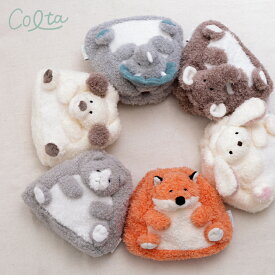【送料無料_a】巾着 ポーチ バッグ 巾着袋 Colta コルタ アニマル 動物 かわいい ふわふわ いぬ ねこ ぞう きつね きょうりゅう うさぎ