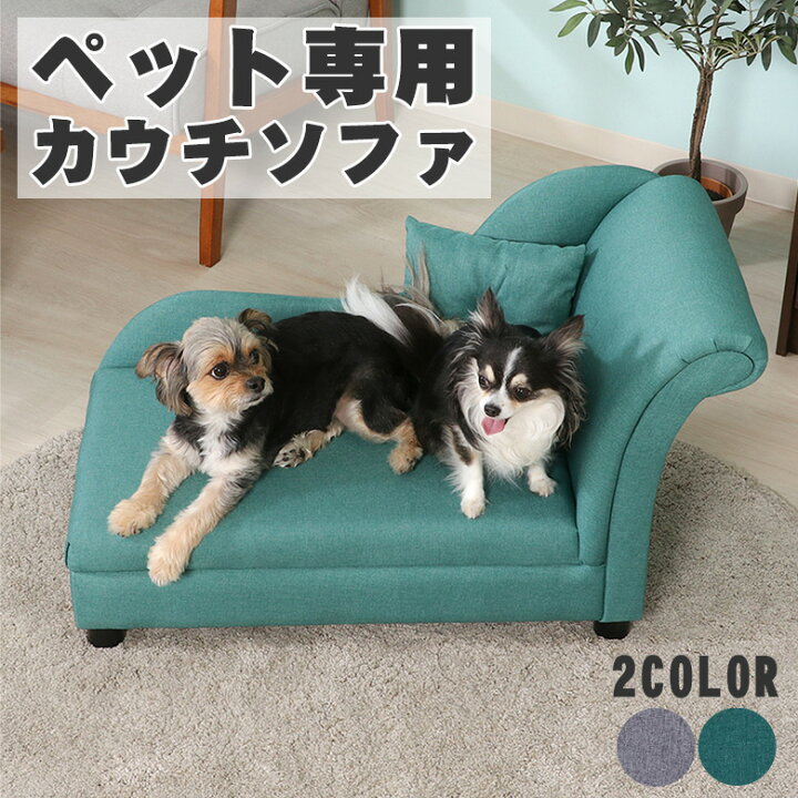 楽天市場 送料無料 C ペット ソファー 犬 猫 室内 ペット用 ソファベッド ペット カウチソファ クッション付き グリーン グレー 家具とインテリア雑貨のカファーレ
