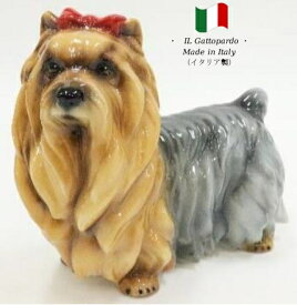 ヨークシャテリア 置物 オブジェ h6-228 【送料無料】 イタリア 陶器 動物 雑貨 犬 イヌ