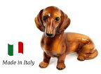 ミニチュアダックスフント 置物 オブジェ h6-234-rb 【送料無料】 イタリア 陶器 動物 雑貨 犬 イヌ