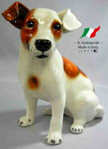 ジャックラッセル 置物 オブジェ h6-168ba 【送料無料】 イタリア 陶器 動物 雑貨 犬 イヌ
