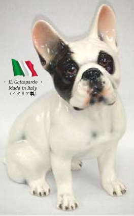 フレンチブルドッグ 置物 オブジェ h6-8370 【送料無料】 イタリア 陶器 動物 雑貨 犬 イヌ | インテリア西岡（輸入家具＆雑貨）