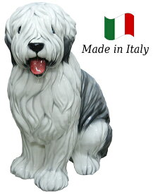 ボブテール 置物 オブジェ h6-117 【送料無料】 イタリア 陶器 動物 雑貨 犬 イヌ