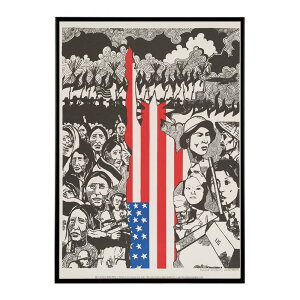 Poster showing composite drawing juxtaposing North American Indians with Vietnamese, with flag in shape of Statue of Liberty superimposed���Â��|�X�^�[ ���� �f�W�^�����}�X�^�[ �ÓT �A���e�B�[�N ���� �t�H�g �I�V���� �A�[