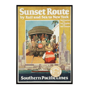 Sunset_route_by_rail_and_sea_to_New_York_Southern_Pacific_Lines���Â��|�X�^�[ ���� �f�W�^�����}�X�^�[ �ÓT �A���e�B�[�N ���� ���a �吳 ���j �C���e���A ������� �v�����g�|�X�^�[ �t�H�g �I�V���� �A