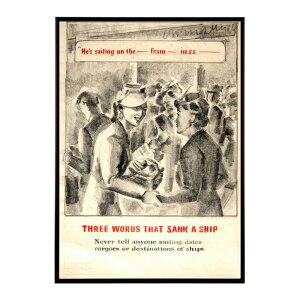 Three_words_that_sank_a_ship._Never_tell_anyone_sailing_dates_cargoes_or_destinations_of_ships���Â��|�X�^�[ ���� �f�W�^�����}�X�^�[ �ÓT �A���e�B�[�N ���� ���a �吳 ���j �C���e���A ������� �I�V���� �A�[�g