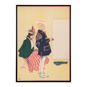 Woman_seated_man_standing_with_tennis_racket_looking_at_empty_sign���Â��|�X�^�[ ���� �f�W�^�����}�X�^�[ �ÓT �A���e�B�[�N ���� ���a �吳 ���j �C���e���A ������� �v�����g�|�X�^�[ �t�H�g �I�V���� 