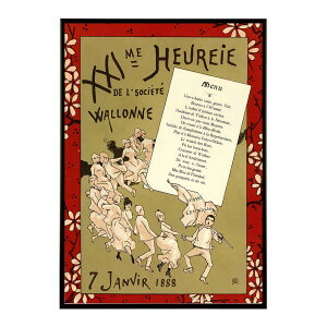 XXIIeme Heureie de l�fSociete wallonne. Menu du vingt-et-unieme banquet de la Societe de langue et de litterature wallonnes du 7 janvier 1888���Â��|�X�^�[ ���� �f�W�^�����}�X�^�[ �ÓT �A���e�B�[�N ���� ���a �吳 �t�H�g 