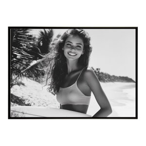 サーフガール モノクロ 海 サーフィン サーフボード 美女 1980s レトロ セピア ポスター インテリア おしゃれ プリントポスター フォト オシャレ アート 写真 ビーチ 海岸 夏 お洒落 a0 a1 a2 a3 a4