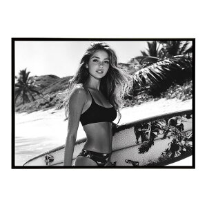 サーフガール モノクロ 海 サーフィン サーフボード 美女 1980s レトロ セピア ポスター インテリア おしゃれ プリントポスター フォト オシャレ アート 写真 ビーチ 海岸 夏 お洒落 a0 a1 a2 a3 a4