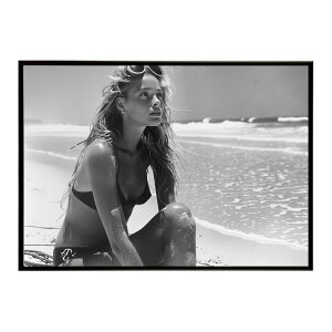 サーフガール モノクロ 海 サーフィン サーフボード 美女 1980s レトロ セピア ポスター インテリア おしゃれ プリントポスター フォト オシャレ アート 写真 ビーチ 海岸 夏 お洒落 a0 a1 a2 a3 a4