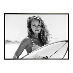 サーフガール モノクロ 海 サーフィン サーフボード 美女 1980s レトロ セピア ポスター インテリア おしゃれ プリントポスター フォト オシャレ アート 写真 ビーチ 海岸 夏 お洒落 a0 a1 a2 a3 a4