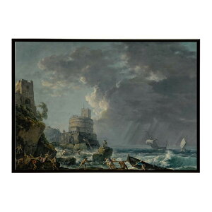 ĚÂG g|X^[ fW^}X^[A storm off a rocky coast with a shipwreck in the foreground and a fort on the rocky shoreline above? CeA i G ʉ  _ Vv 