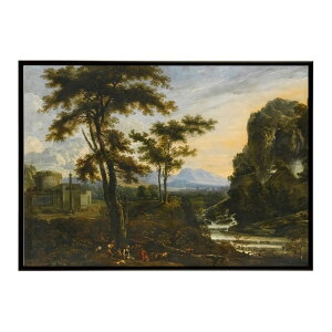 ĚÂG g|X^[ fW^}X^[An Extensive River Landscape With Herders Resting In The Foreground A Fortification To The Left CeA i G ʉ  _ Vv yb