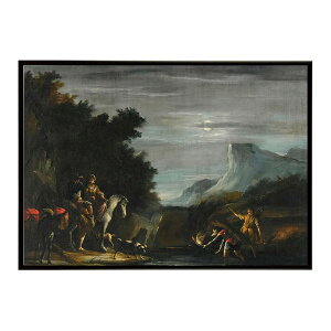 世界の古い絵画 レトロポスター デジタルリマスターA?Moonlit Scene With Travellers Crossing A Stream インテリア a0 a1 a2 a3 a4 b4 b0 b1 b2 b3作品 油絵 水彩画 おしゃれ モダン シンプル お洒落【bn-poster-2781】