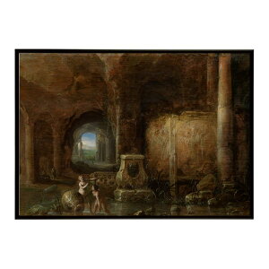 ポスター 名画 絵画 横 a0 a1 a2 a3 a4 b0 b2 b1 b3 b4 古代彫刻と水浴びする女性のいる洞窟 インテリア おしゃれ 芸術風景 デジタルリマスター【bn-poster-5904】