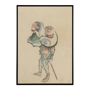 k  |X^[ fW^}X^[ G G Gt 傫Ȋ}wj - A Man Walking with a Large Hat and a Short Staff by Katsushika Hokusai|X^[ pƃTCYIׂ Ce