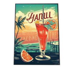 サーフイラスト カクテル レトロ 昭和 ポスター 【選べる全サイズ＆用紙】 インテリア モダン シンプル オシャレ お洒落 a0 a1 a2 a3 a4 b0 b1 b2 b3 b4【si-poster-287】