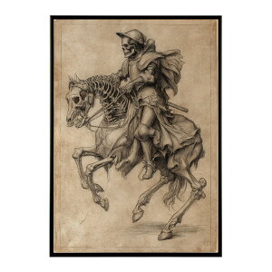 騎士ポスター 馬 スカル 骸骨 アンティーク アート 壁掛け ヴィンテージデザイン おしゃれ インテリア インテリア ポスター おしゃれ プリントポスター フォト イラスト お洒落 特大 大きい