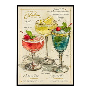 ポスター モヒートポスター おしゃれ バー インテリア アート 北欧風 絵 ウォールアート 酒 カクテル 海外風 カフェ レストラン 英字デザイン おしゃれ フォト イラスト お洒落 特大 大きい