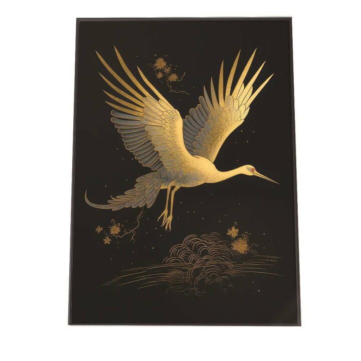 楽天市場】鶴 ツル 鳥 金 縁起物 福 幸 風水 ポスター 【用紙×サイズ 