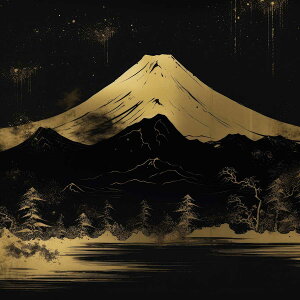 金の富士 金運 ゴールド 山 富士山 ご利益 運気 グッズ アイテム 開運 正方形ポスター 四角 デザイン ポスター スクエア 5センチ刻みでサイズ豊富 絵画【sq-poster-1002】